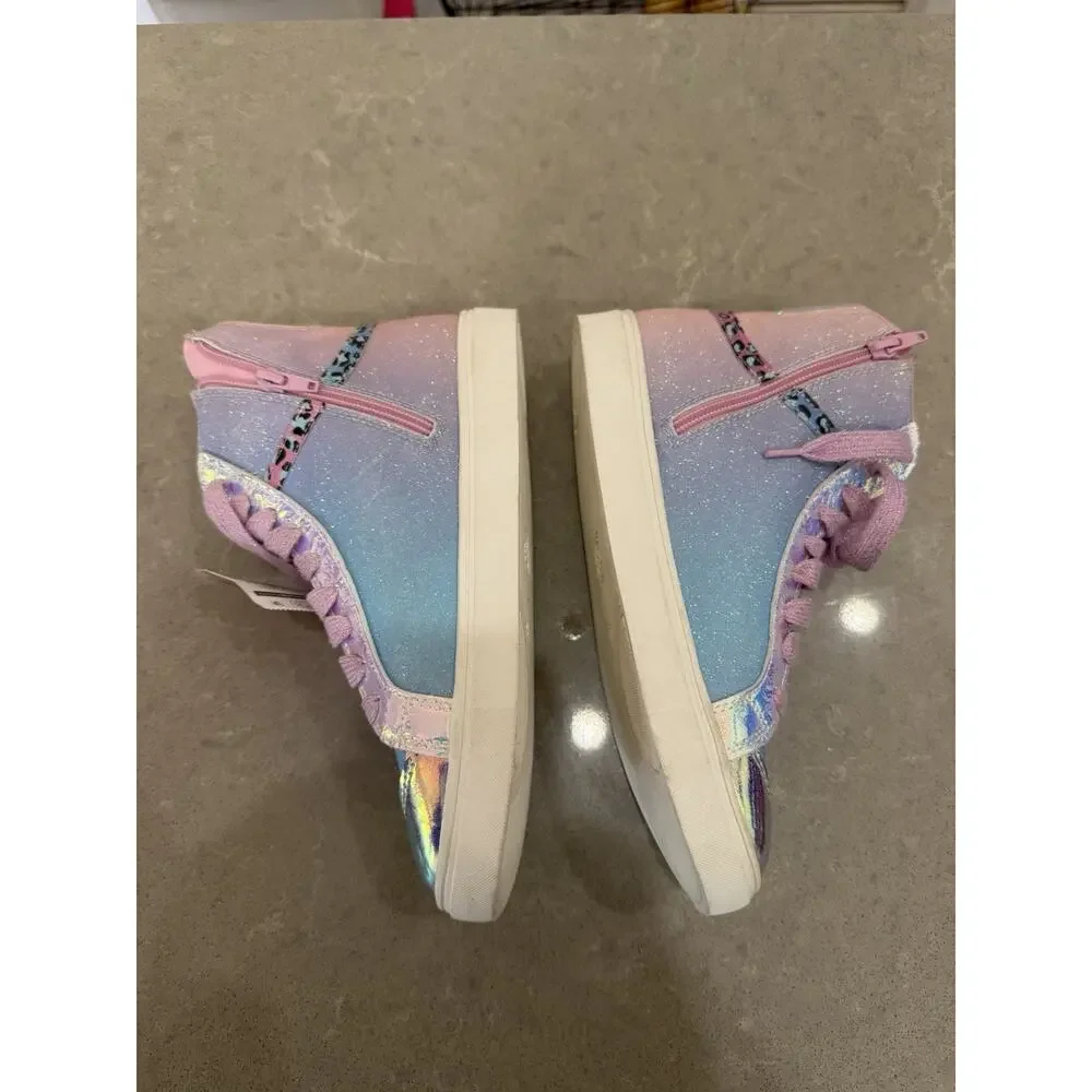 Wonder Nation Big Girls Colorful Glitter High Top Sneaker Pink Blue Size 6 NEW